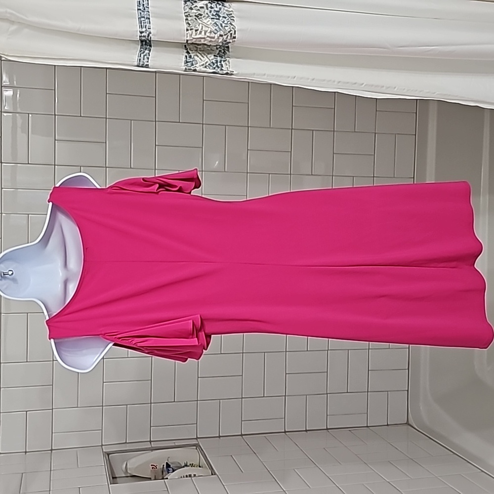 NWOT-MSK Sheath Cold Shoulder Hot Pink Dress - Picture 4 of 10